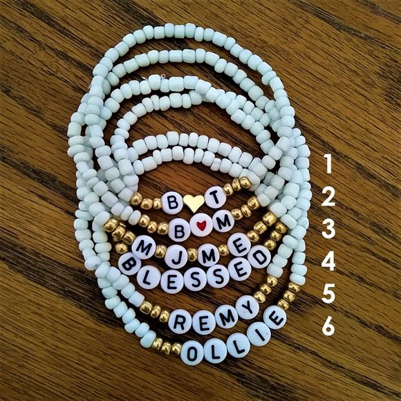 3/$49 New Personalized Beaded Name/Word Bracelets - Picture 2 of 8
